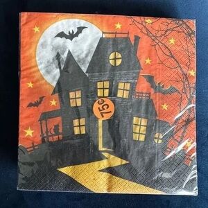 Haunted Hill Halloween Paper Napkins Retired Print  Set Of Two